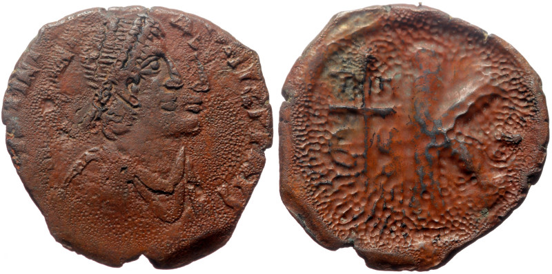 Justinian I (527-565) AE Half Follis (Bronze, 5.16g, 23mm) Theoupolis (Antioch) ...