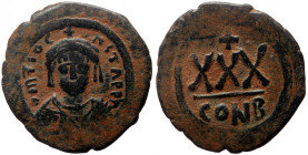 Tiberius II Constantine (578-582) AE Three-quarter follis (Bronze, 9.75g, 31mm) Constantinople. 
Obv: d M TIЬ CONS-TANT P P AVI, Crowned, draped and c...
