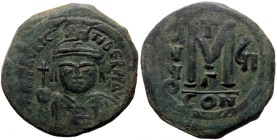 Maurice Tiberius (582-602) AE Follis (Bronze, 11.57g, 31mm) Constantinople, Dater RY 6 = 587/8
Obv: D N mAVRC TIbЄR PP AV, cuirassed bust of Maurice f...