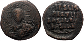 Anonymous Folles, attributed to II and Constantine VIII (976-1028) AE Follis (Bronze, 9.83g, 27mm) Constantinople 
Obv: IC-XC to left and right of nim...