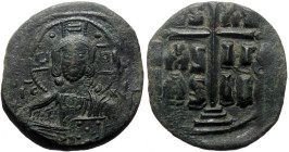 Anonymous Folles, attributed to Romanus III (ca 1028-1034) AE Follis (Bronze, 11.38g, 31mm) Constantinople, 1028-1034. 
Obv: + ЄMMANOVHΛ, nimbate bust...