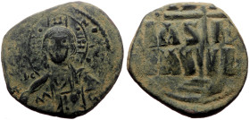 Anonymous Folles, Attributed to Romanus III (1028-1034 AD) AE Follis (Bronze, 28mm, 7.78g)
Obv: + EMMA NOVHΛ / IC - XC, Bust of Christ facing, holding...