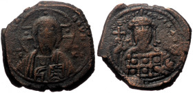 Michael VII Ducas (1071-1078) AE follis (Bronze, 29mm, 12.26g) Constantinople mint.
Obv: IC-XC - nimbate bust of Christ facing, nimbate cross behind h...