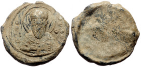 Byzantine Pb Seal (Pb, 6.75g, 23mm) unidentified Issuer
Obv: St Theophanes (bust) vertical inscriptions῾Ο ἅγιος Θεοφάνης.
Rev: Unreadable.
Vide: An...