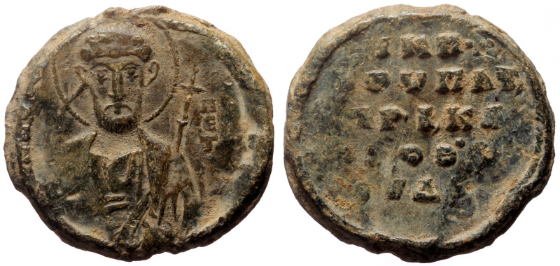 Byzantine Pb seal (Pb, 9.83g, 24mm) Niketas, anthypatos, patrikios and ...
Rev....