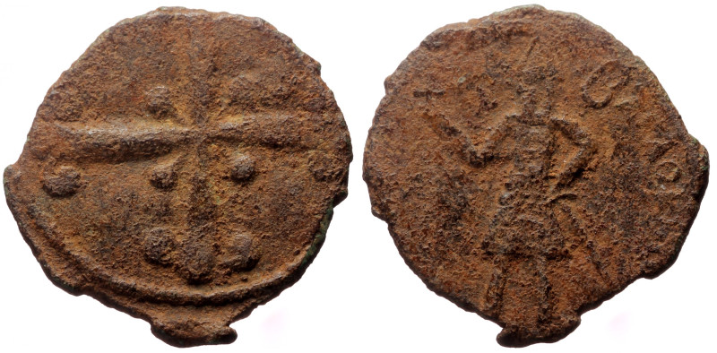 Crusaders, Edessa AE Follis (Bronze, 4.16g, 20mm) Baldwin II Second reign, 1108-...