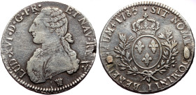 France, Louis XVI AR Écu dit "aux branches d'olivier" (Silver, 29.21g, 42mm) Limoges, 1785 
Edge : *(fleuron)* DOMINE (fleuron) (lis) (fleuron) SALVUM...