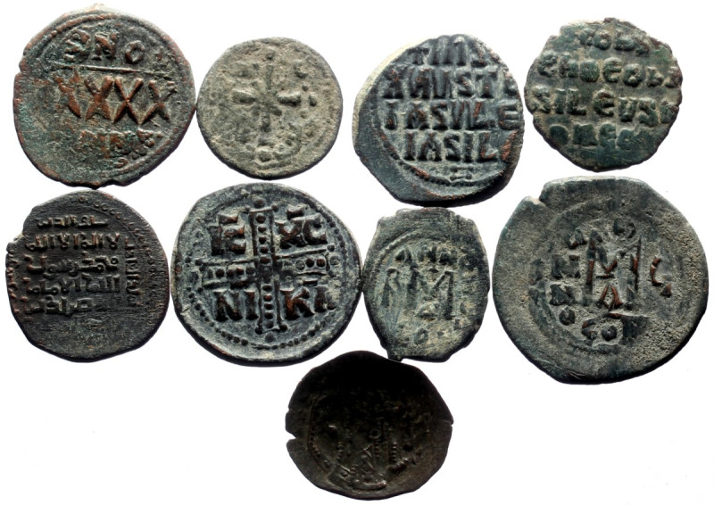 9 Byzantine AE coins (Bronze, 71.15g)