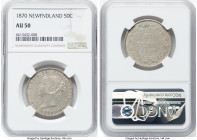 Newfoundland. Victoria 50 Cents 1870 AU50 NGC, London mint, KM6. First year of type. HID09801242017 © 2023 Heritage Auctions | All Rights Reserved