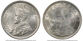 Newfoundland. George V 25 Cents 1917-C MS64+ PCGS, Ottawa mint, KM17. Two year type. Completely untoned and bestowed with rolling luster, on the very ...