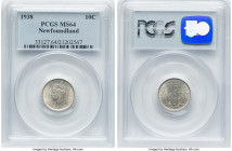 Newfoundland. George VI 10 Cents 1938 MS64 PCGS, Royal Canadian mint, KM20. A key date to this short series. HID09801242017 © 2023 Heritage Auctions |...