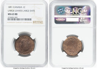 Victoria "Large Leaves - Large Date" Cent 1891 MS63 Red and Brown NGC, London mint, KM7. Facing up with chestnut fields drenched in mint bloom. HID098...