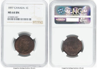 Victoria Cent 1897 MS64 Brown NGC, London mint, KM7. A pretty near-Gem example with cherry undertone and ample luster sweeping the fields. HID09801242...