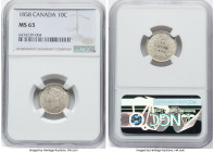 Victoria 10 Cents 1858 MS63 NGC, London mint, KM3. Somewhat silty in the reverse legends, otherwise largely untoned. Admitting a scattering or wisps t...