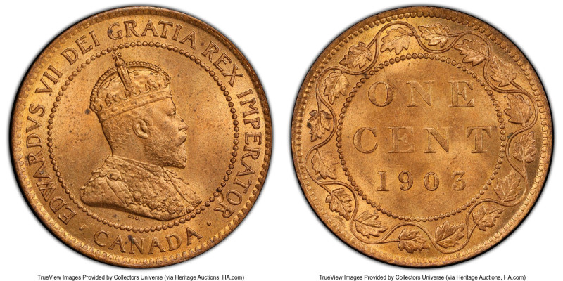 Edward VII Pair of Certified Assorted Cents MS64 Red and Brown PCGS, 1) Edward V...