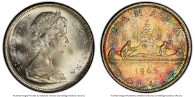 Elizabeth II "Large Beads - Blunt 5" Dollar 1965 MS63 PCGS, Royal Canadian mint, KM64.1. Type 3, large beads and blunt 5 variety. HID09801242017 © 202...