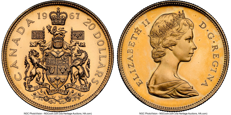 Elizabeth II gold Specimen "Confederation Centennial" 20 Dollars 1967 SP69 Ultra...