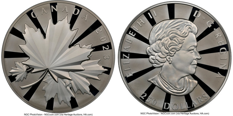 Elizabeth II silver Proof "Multifaceted Maples" 250 Dollars (1 Kilo) 2023 PR70 U...