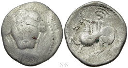 EASTERN EUROPE. Imitations of Larissa or Amphipolis (Mid 3rd century BC). Tetradrachm. "Apollokopf-Petasosreiter" type. Mint in the central Carpathian...