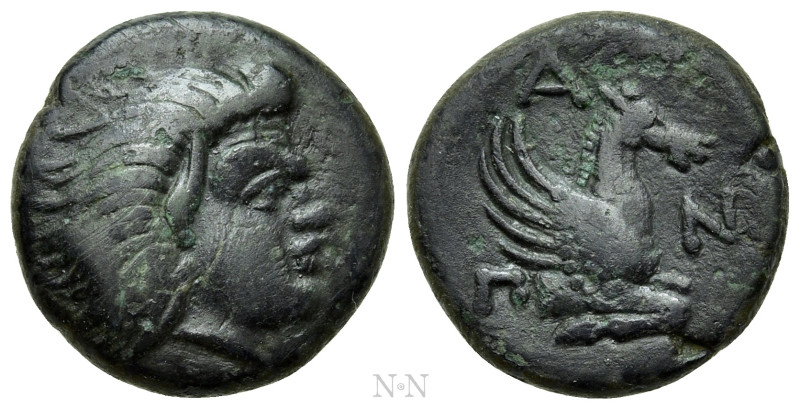 CIMMERIAN BOSPOROS. Pantikapaion. Ae (Circa 340-325 BC). 

Obv: Head of Pan ri...