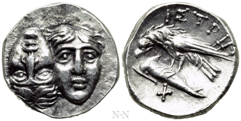 MOESIA. Istros. Drachm (4th century BC).

Obv: Facing male heads, the left inv...