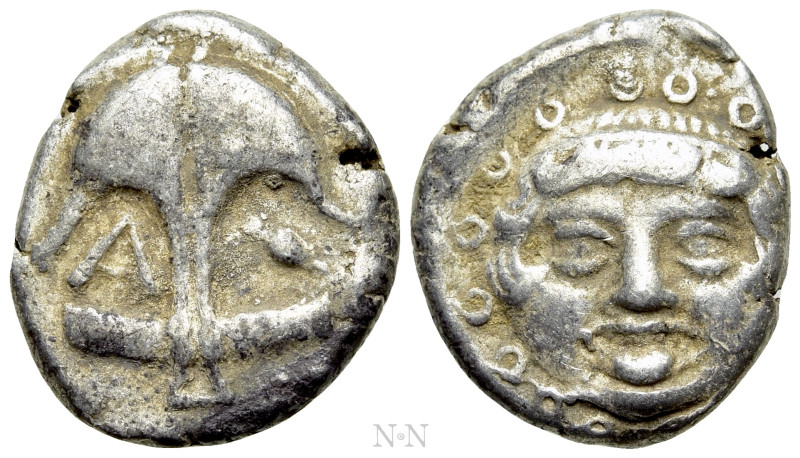 THRACE. Apollonia Pontika. Drachm (Circa 470-435 BC). 

Obv: Upright anchor; A...