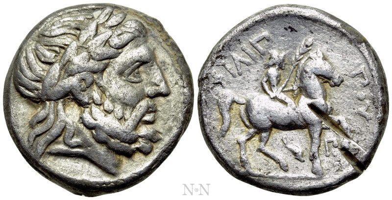 KINGS OF MACEDON. Philip II (359-336 BC). Tetradrachm. Amphipolis. 

Obv: Laur...