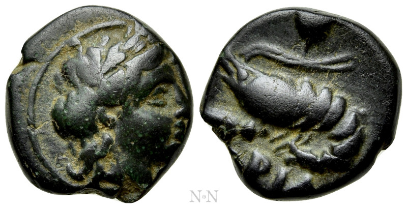 MYSIA. Priapos. Ae (4th-3rd centuries BC). 

Obv: Laureate head of Apollo righ...