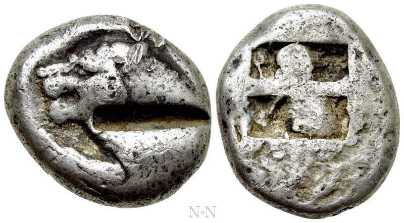 CARIA. Mylasa. Stater (Circa 520-490 BC). 

Obv: Forepart of lion left.
Rev: ...