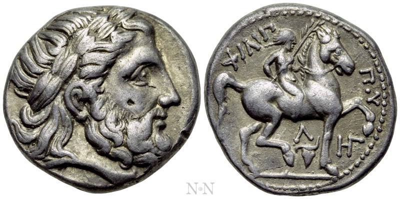 KINGS OF MACEDON. Philip II (359-336 BC). Tetradrachm. Amphipolis. 

Obv: Laur...