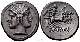 ANONYMOUS. Didrachm or Quadrigatus (Circa 225-214 BC). Rome