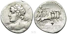 C. LICINIUS L.F. MACER. Denarius (84 BC). Rome