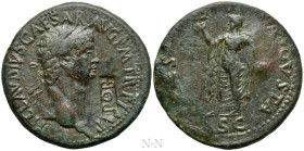 CLAUDIUS (41-54). Sestertius. Rome. Countermarked under the reign of Nero (54-68)