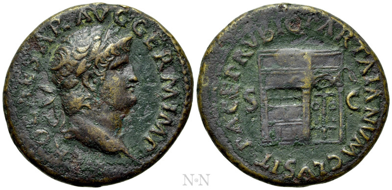 NERO (54-68). As. Rome. 

Obv: NERO CAESAR AVG GERM IMP. 
Laureate head right...