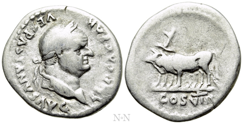 VESPASIAN (69-79). Denarius. Rome. 

Obv: IMP CAESAR VESPASIANVS AVG. 
Laurea...