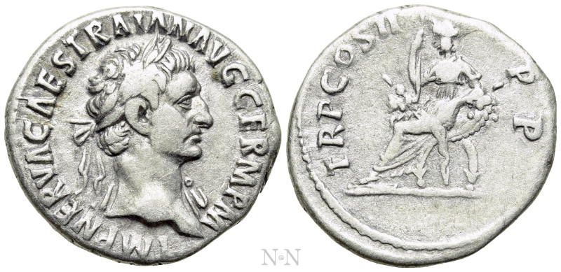 TRAJAN (98-117). Denarius. Rome. 

Obv: IMP NERVA CAES TRAIAN AVG GERM P M. 
...