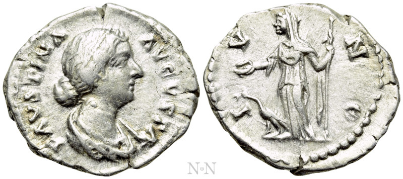 FAUSTINA II (Augusta, 147-175). Denarius. Rome. 

Obv: FAVSTINA AVGVSTA. 
Dra...