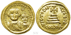 HERACLIUS with HERACLIUS CONSTANTINE (610-641). GOLD Solidus. Constantinople