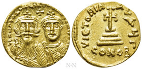 HERACLIUS with HERACLIUS CONSTANTINE (610-641). GOLD Solidus. Constantinople