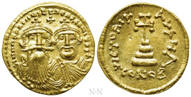 HERACLIUS with HERACLIUS CONSTANTINE (610-641). GOLD Solidus. Constantinople