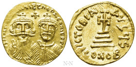 HERACLIUS with HERACLIUS CONSTANTINE (610-641). GOLD Solidus. Constantinople