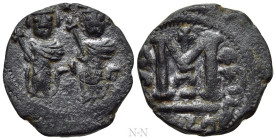 ISLAMIC. Umayyad Caliphate (Arab-Byzantine coinage). Follis (Circa late 7th century). Imitating Justin II and Sophia