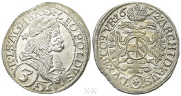 HOLY ROMAN EMPIRE. Leopold I (1657-1705). 3 Kreuzer (1672). Vienna
