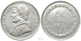 ITALY. Papal States. Pius IX (1846-1870). 20 Baiocchi (1850/V). Rome