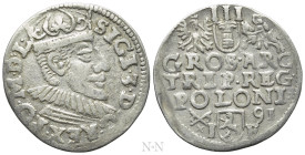 POLAND. Sigismund III Vasa (1587-1632). 3 Gröscher - Trojak (1591). Poznań