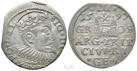 POLAND. Sigismund III Vasa (1587-1632). 3 Gröscher - Trojak (1597). Riga