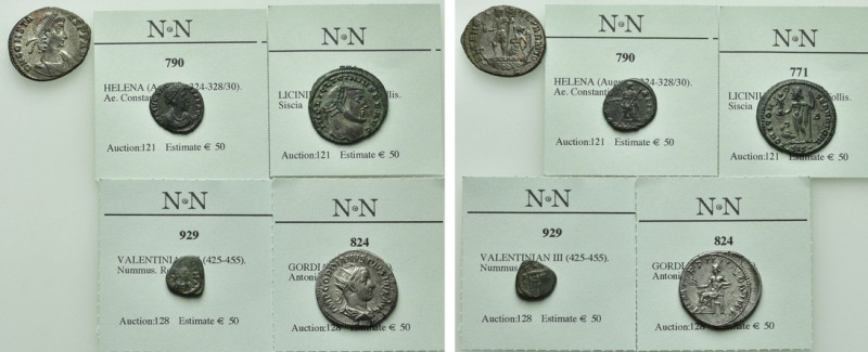 5 Roman Coins. 

Obv: .
Rev: .

. 

Condition: See picture.

Weight: g....