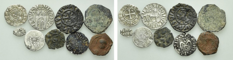 9 Medieval Coins. 

Obv: .
Rev: .

. 

Condition: See picture.

Weight:...