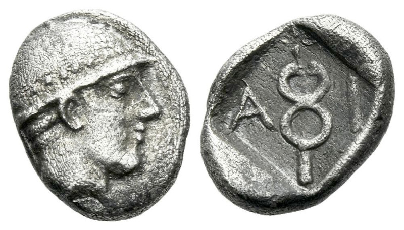 Thrace, Ainos Diobol circa 464-460, AR 12.00 mm., 1.21 g.
Head of Hermes right ...