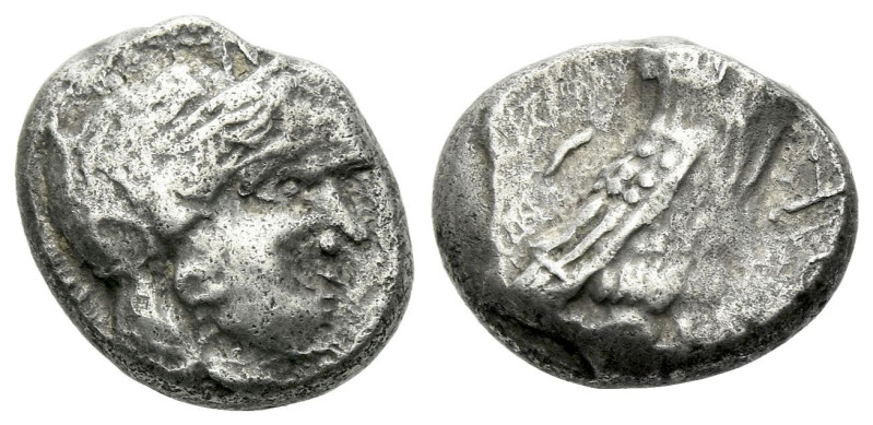 Judaea, Philistia Drachm mid V century-333 BC, AR 14.00 mm., 3.83 g.
Helmeted h...